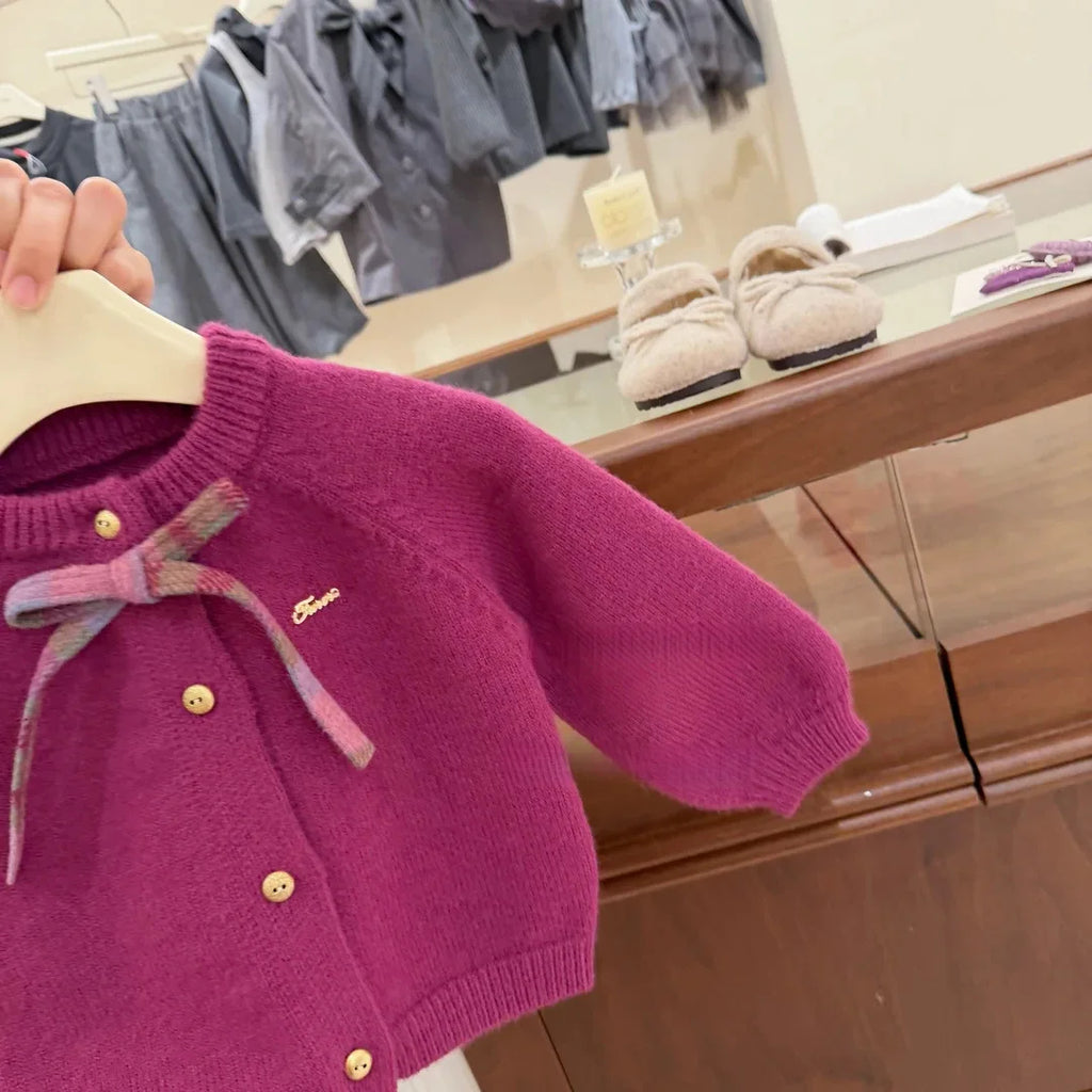 Cardigan et jupe à carreaux fille – CLEVI Paris