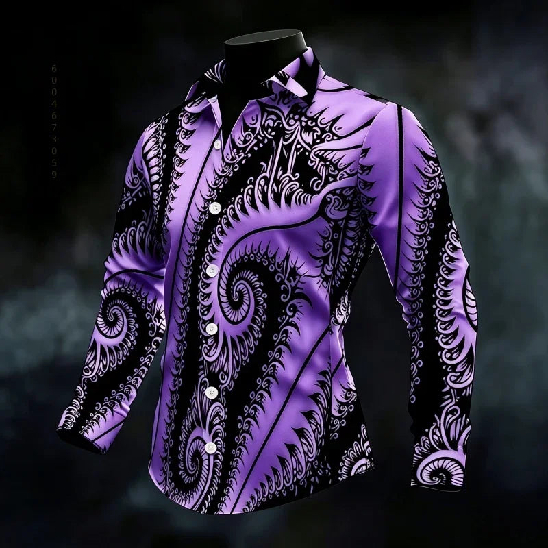 Chemise Homme Imprimée à Manches Longues – CLEVI Paris