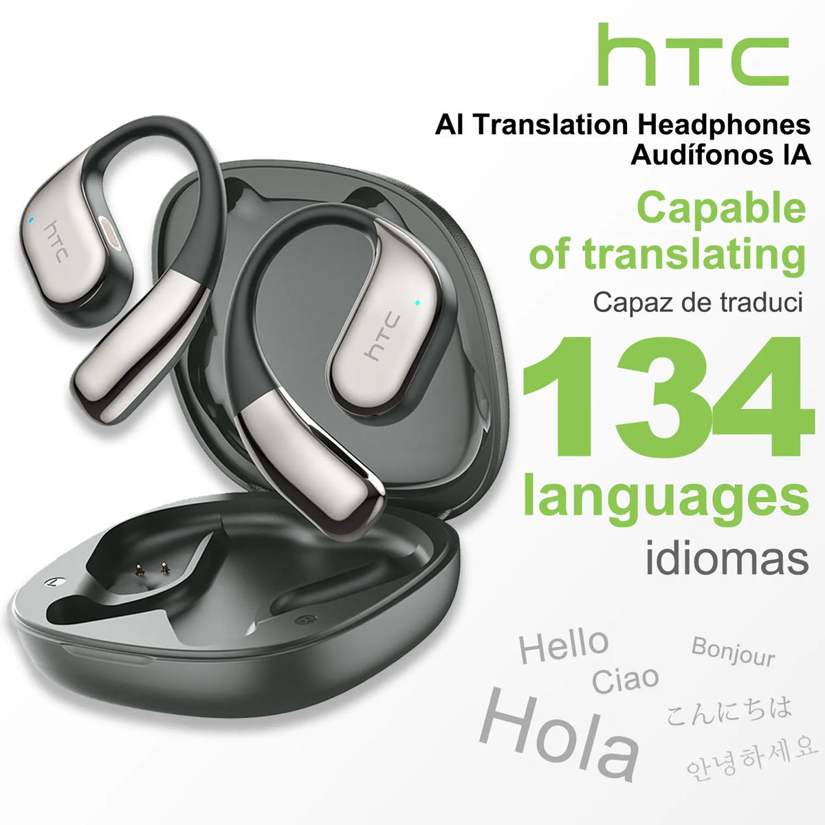 Écouteurs HTC NE39 Open-Ear Bluetooth Traducteur IA Sport – CLEVI Paris