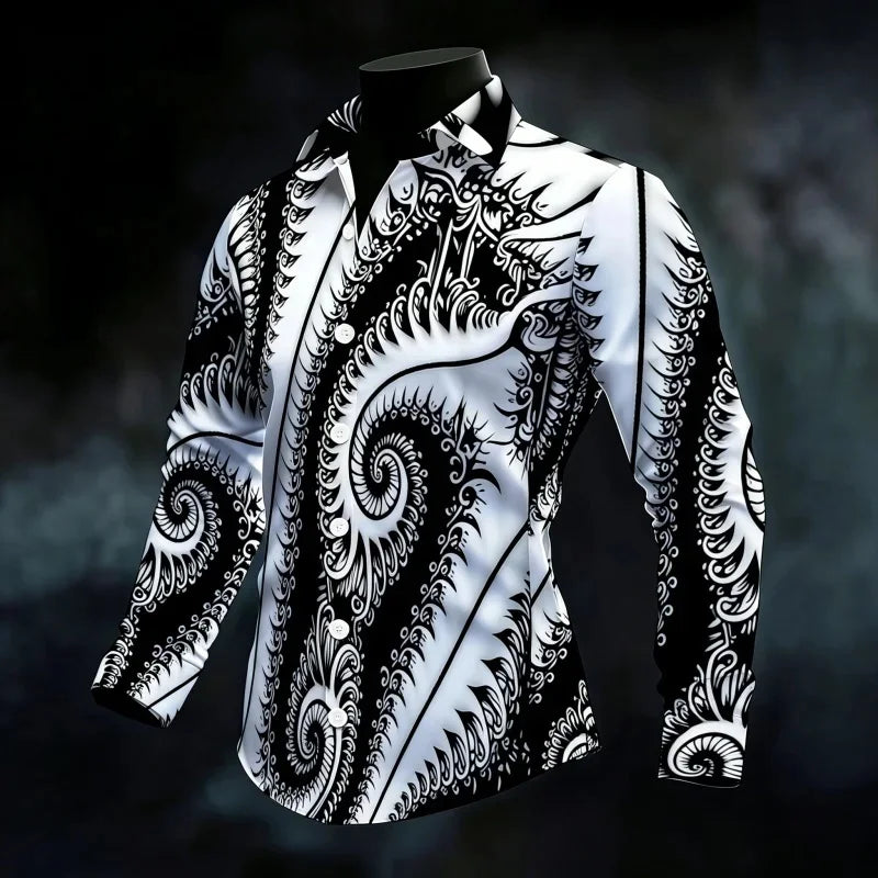 Chemise Homme Imprimée à Manches Longues – CLEVI Paris