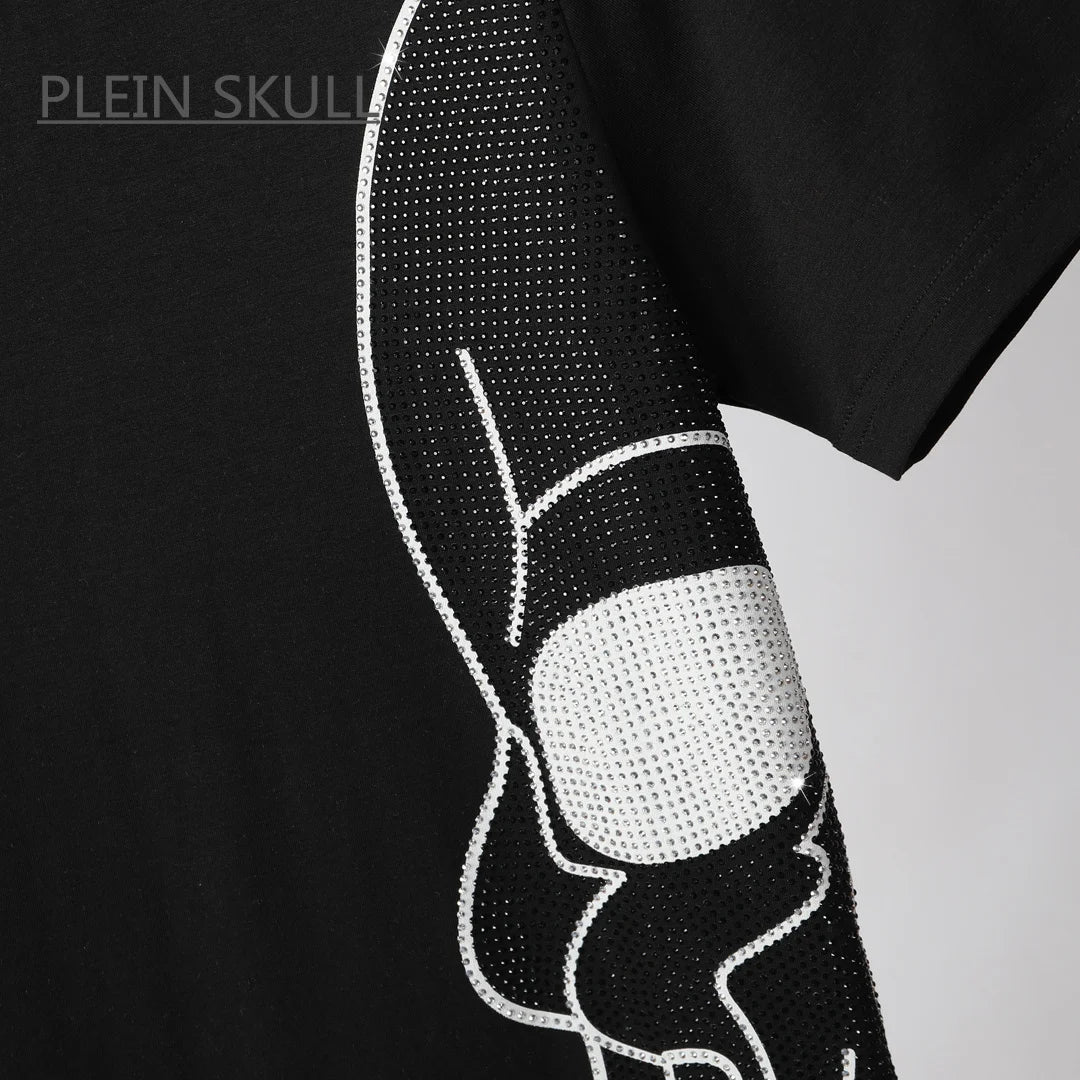 T-Shirt Homme Plein Skull Gothique Punk Col Rond Manches Courtes – CLEVI Paris