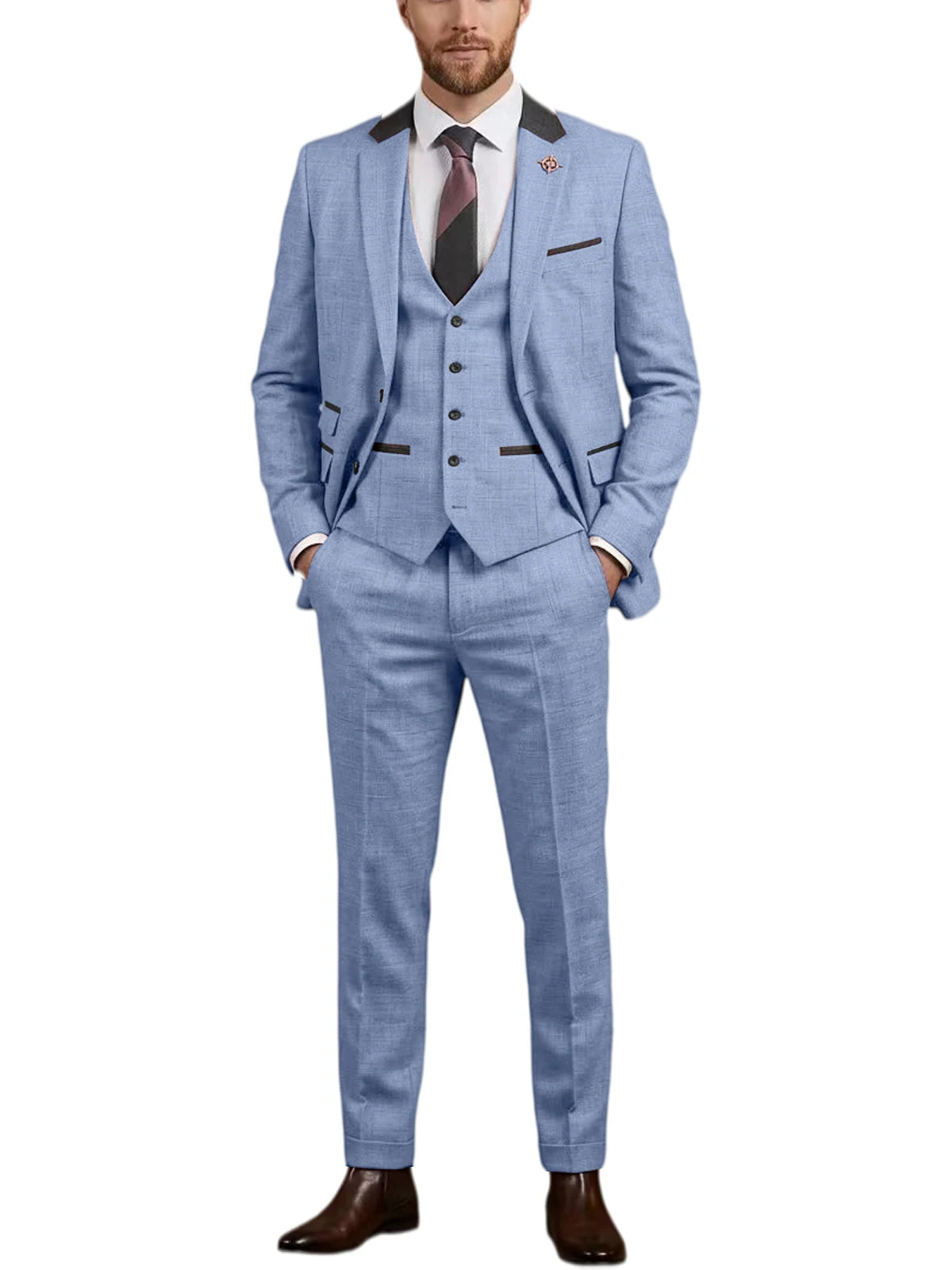 Costume homme 3 pièces en lin mélangé – CLEVI Paris