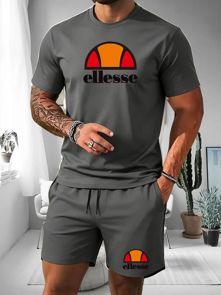 Ensemble 2 Pièces Homme T-shirt Col Rond + Short Cordon Été 2026 – Casual Sport, 20 Coloris, S à XXL – CLEVI Paris