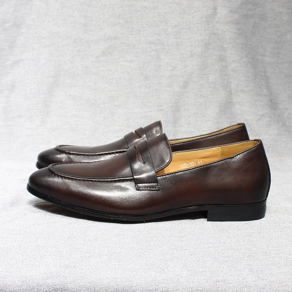 Penny Loafer Cuir Véritable Homme Peint à la Main Mariage & Soirée – CLEVI Paris