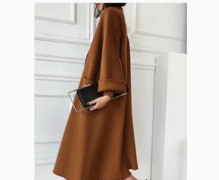 Manteau long femme en laine ceinturé – CLEVI Paris