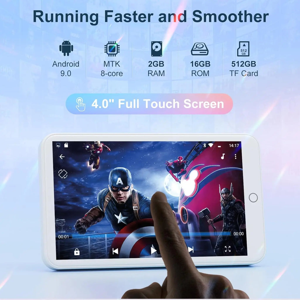 Lecteur MP3 MP4 Android 9.0 WiFi & Bluetooth – Écran 4", Spotify, 16 Go | MECHEN H1 Pro