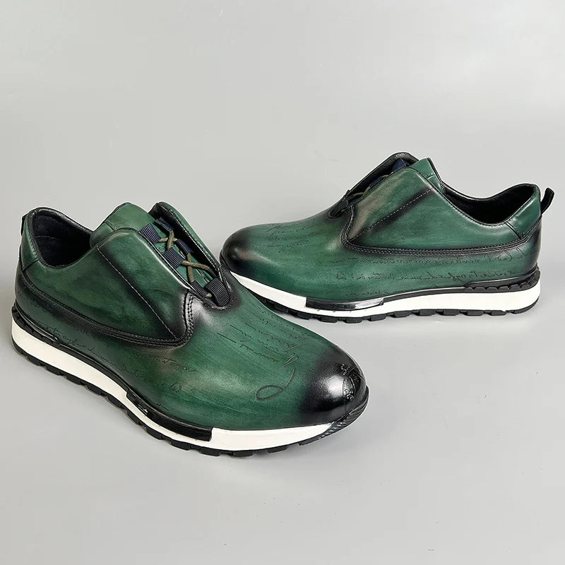 Sneakers en cuir à motif lettres pour homme – CLEVI Paris