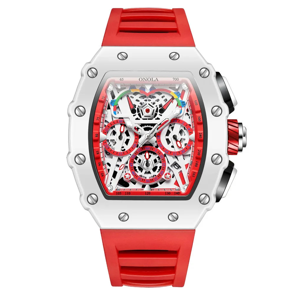 Montre Quartz Chronographe Tonneau ONOLA Homme Silicone – CLEVI Paris