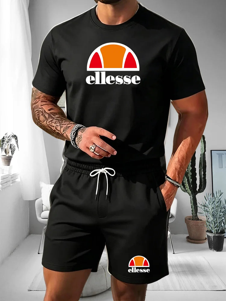 Ensemble 2 Pièces Homme T-shirt Col Rond + Short Cordon Été 2026 – Casual Sport, 20 Coloris, S à XXL – CLEVI Paris