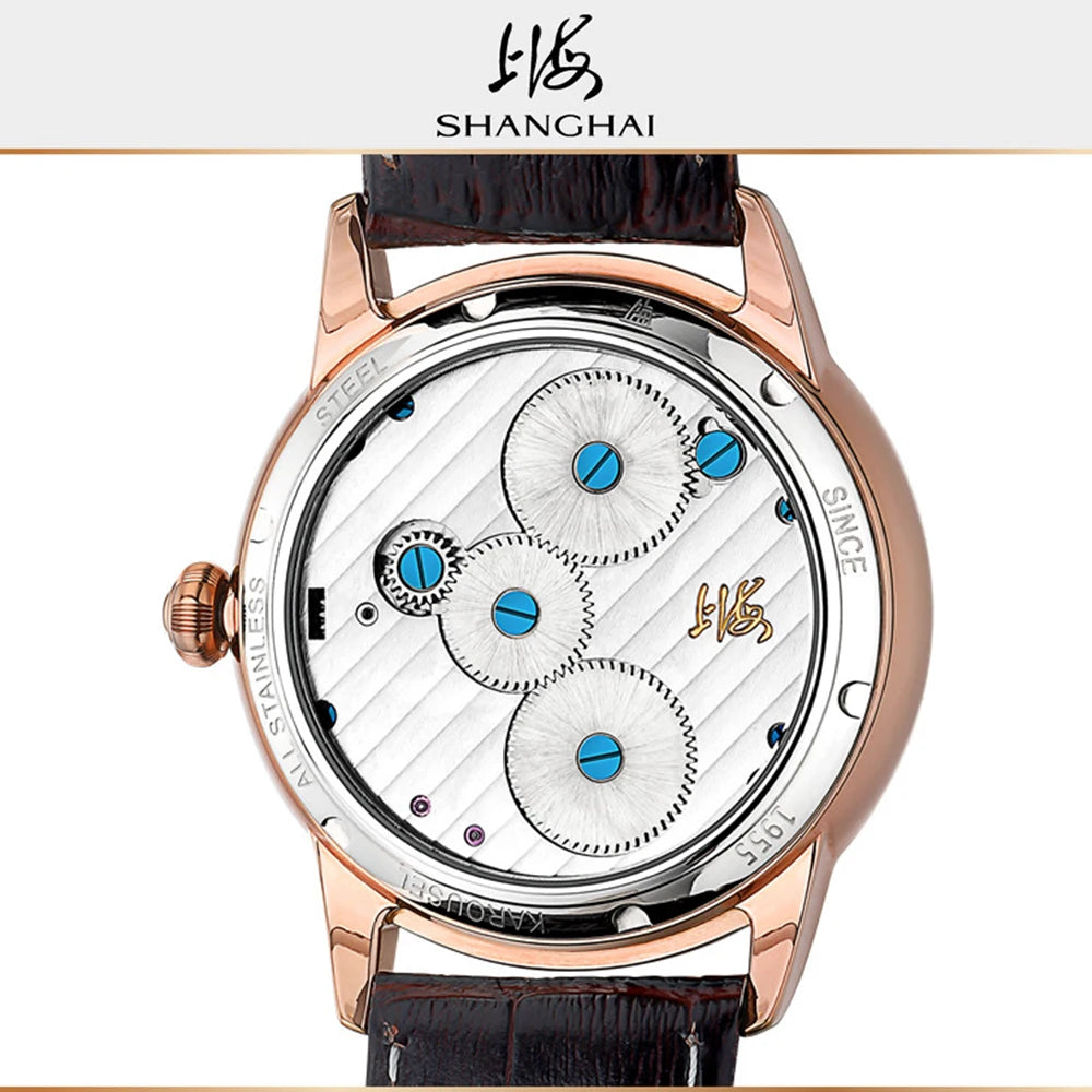 Montre Homme Manuel Carrousel Ciel Étoilé Chiffres Romains Lumineux Shanghai Watch S2000 – CLEVI Paris