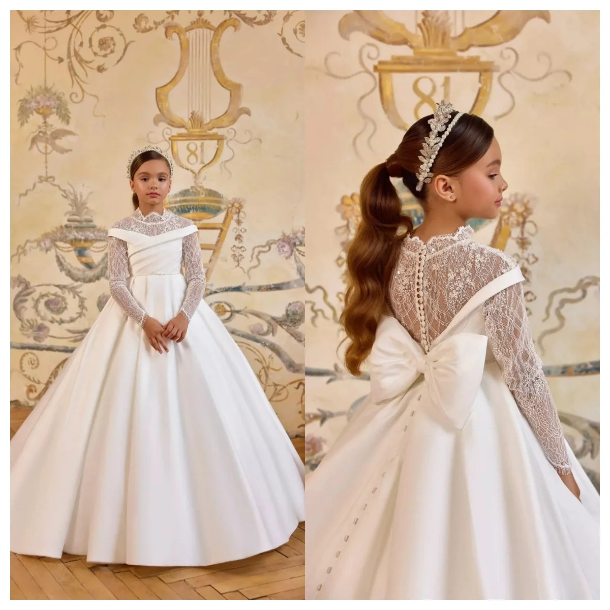 Robe longue de cérémonie fille drapée – CLEVI Paris