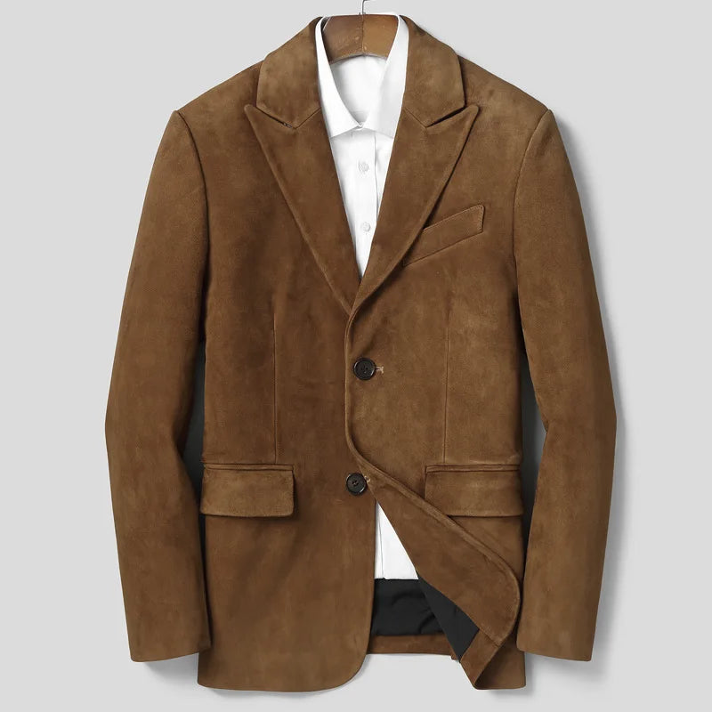 Veste homme en cuir de mouton suédé – CLEVI Paris