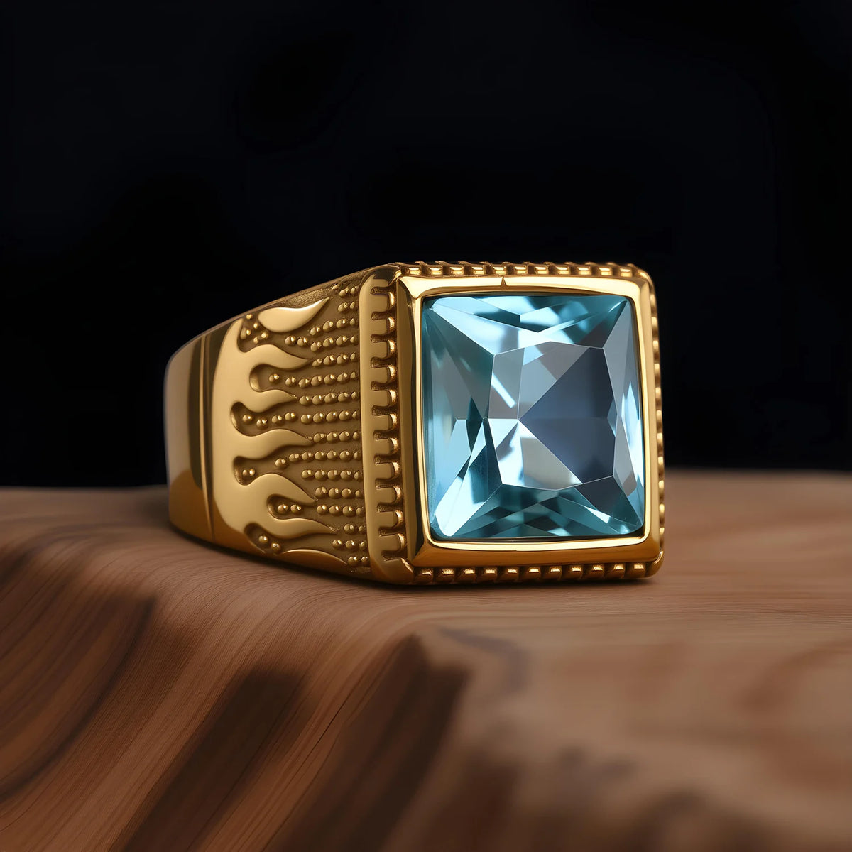 Bague Homme Acier Doré 18K Géométrique – CLEVI Paris