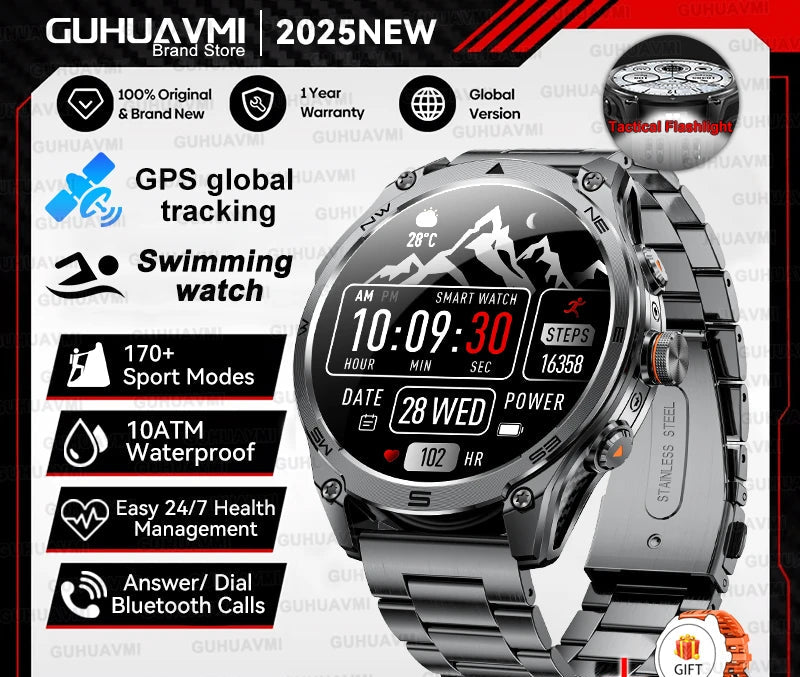 Montre GPS MAVHX AMOLED 1,75″ lampe torche – CLEVI Paris
