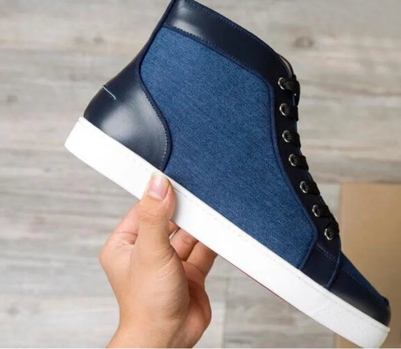 Sneakers Montantes Denim Multicolore Style Basket Homme – CLEVI Paris