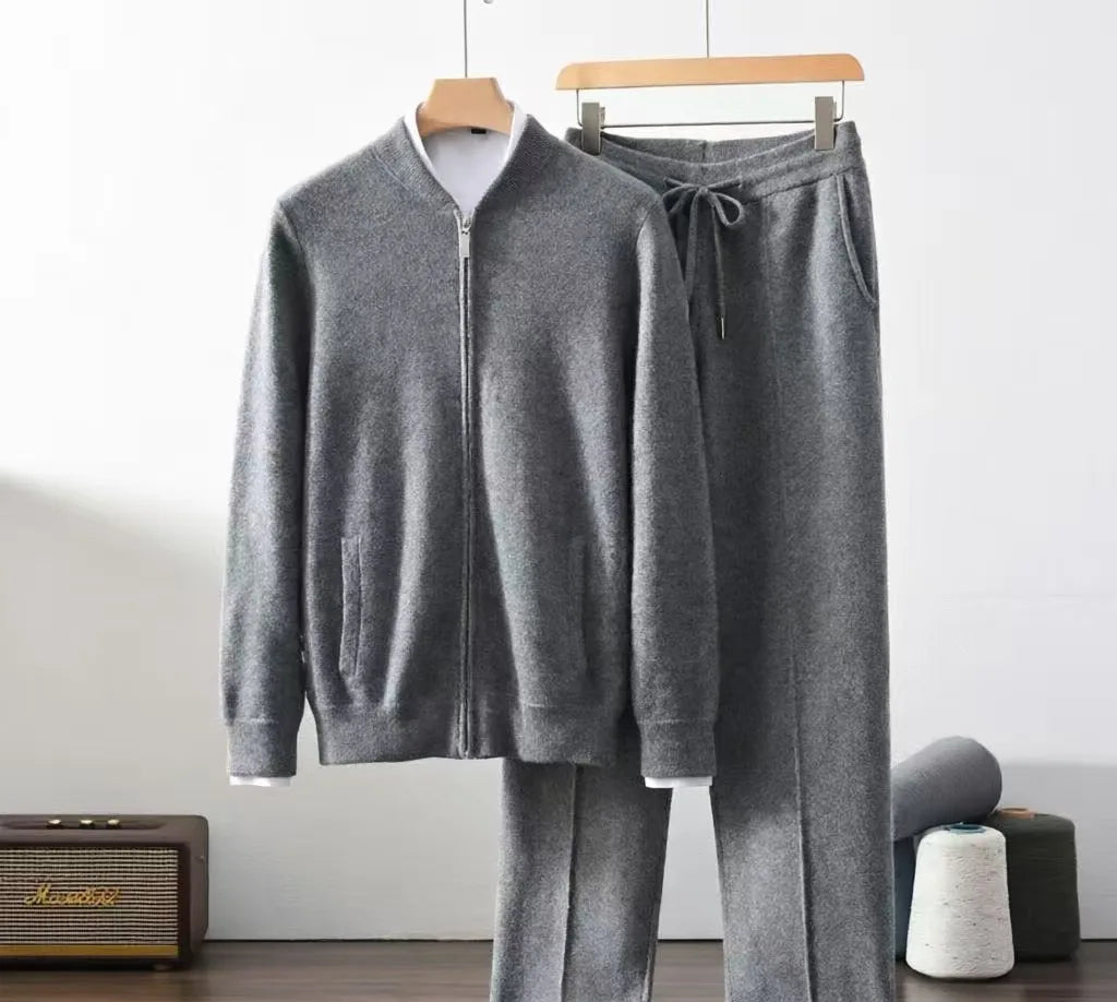 Ensemble homme cachemire cardigan zippé – CLEVI Paris