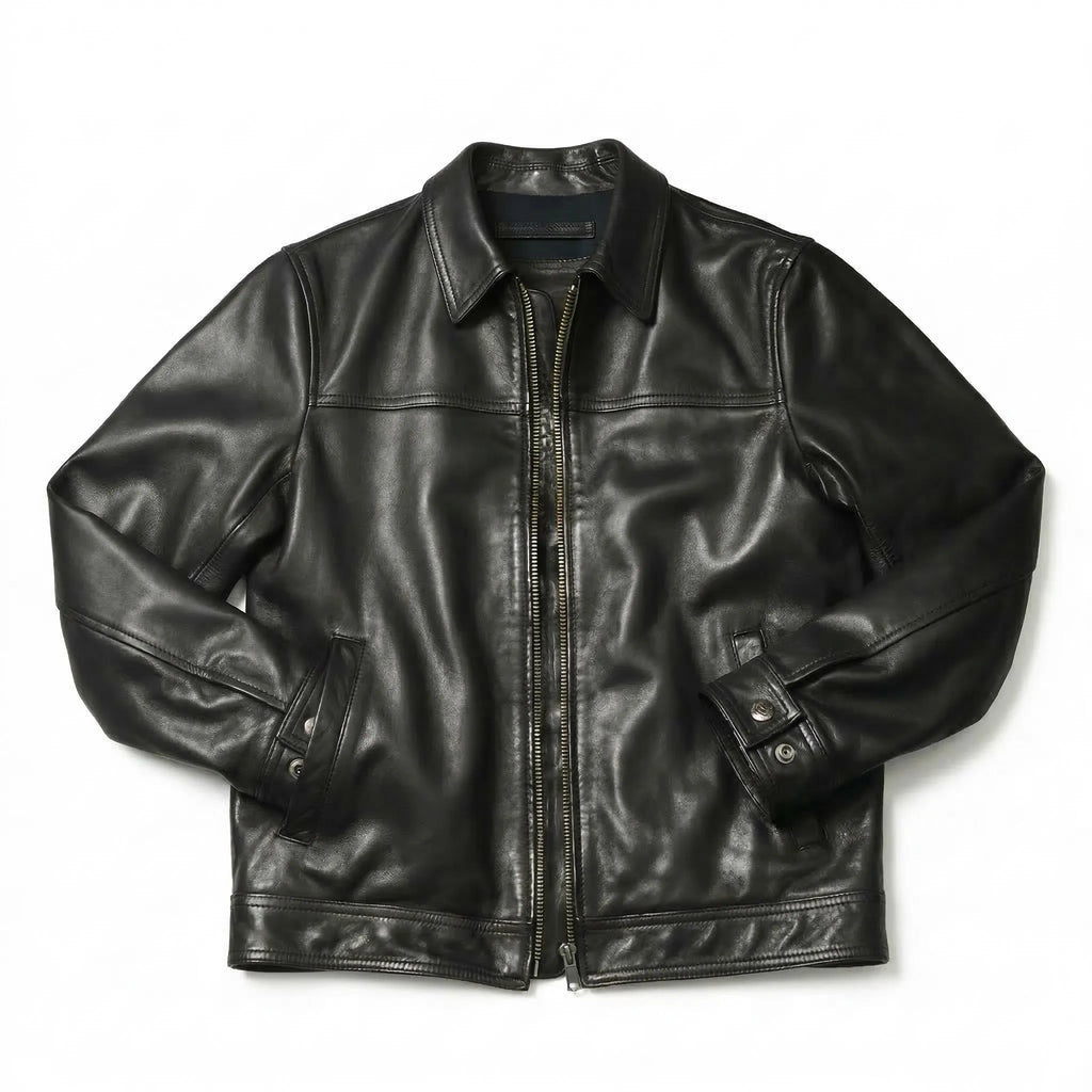 Veste homme en cuir de mouton noir – CLEVI Paris