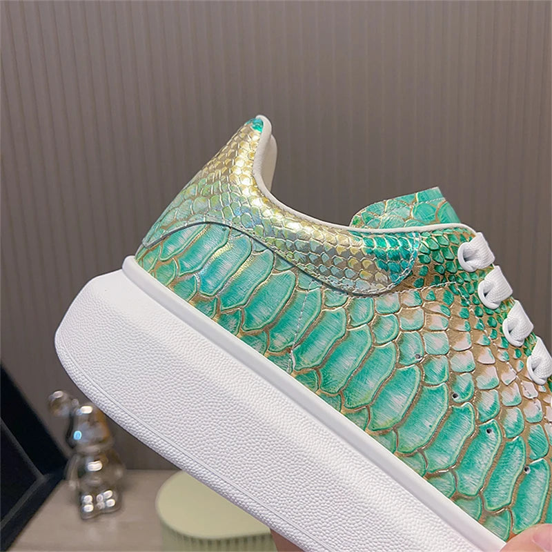Sneakers basses homme vertes à plateforme – CLEVI Paris