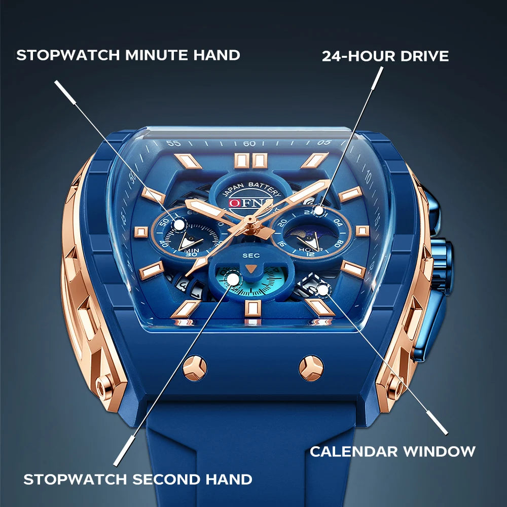 OFNS 1203 Montre Homme Quartz Chronographe Silicone Lumineux Sport – CLEVI Paris