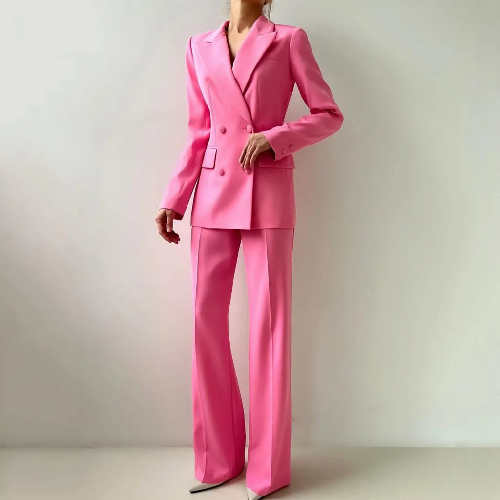 Tailleur Pantalon Femme 2 Pièces Double Boutonnage Blazer & Pantalon 6 Coloris – CLEVI Paris