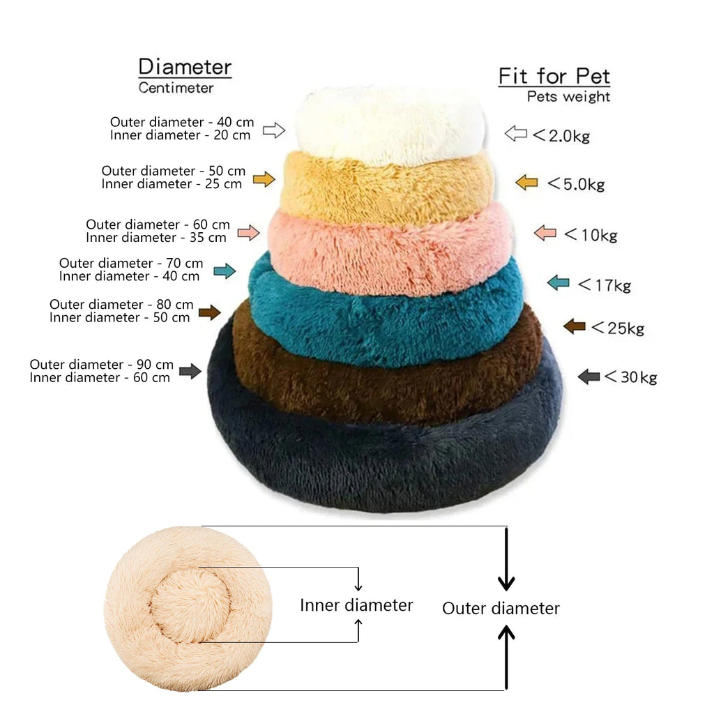 Panier rond chien et chat en peluche 40–90 cm – CLEVI Paris