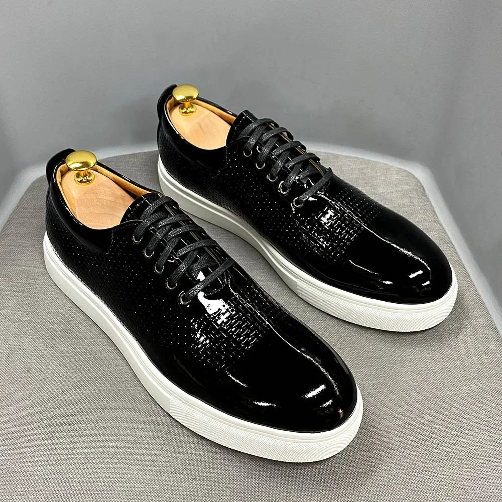 Oxford homme en cuir verni à lacets – CLEVI Paris