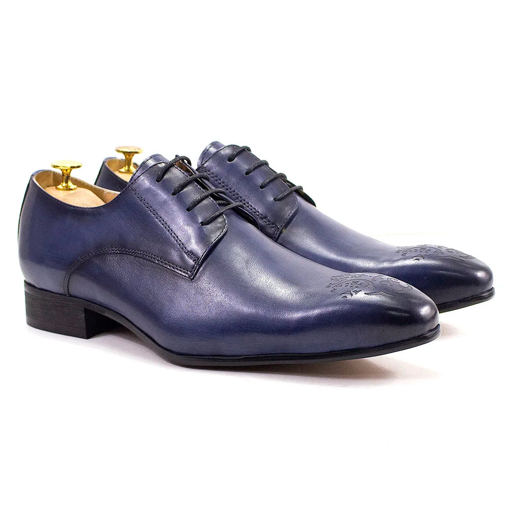 Oxford Derby Cuir Véritable Homme Fait Main Bout Pointu Business & Mariage – CLEVI Paris