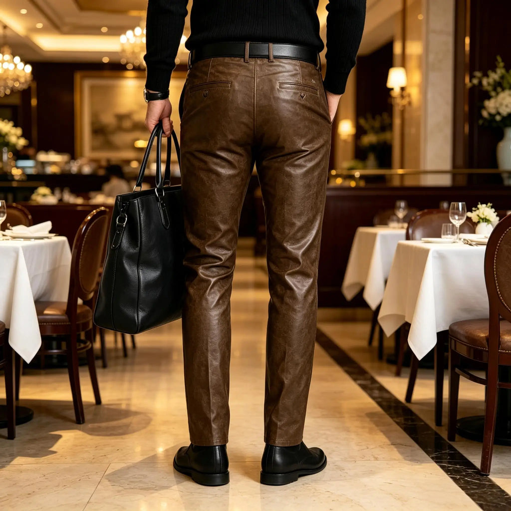 Pantalon Homme Droit Simili Cuir – CLEVI Paris