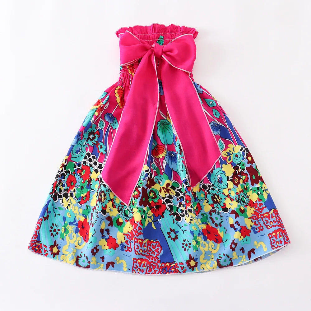 Robe fille bohème à fleurs et volants – CLEVI Paris