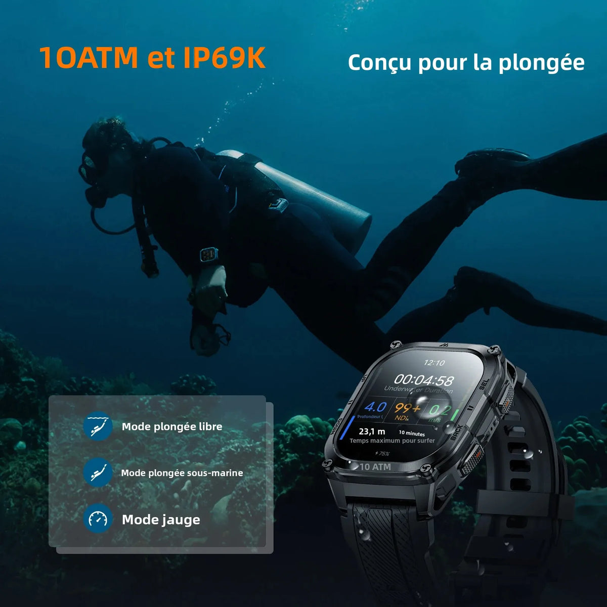 Montre KOSPET TANK M4 GPS cartes hors ligne – CLEVI Paris