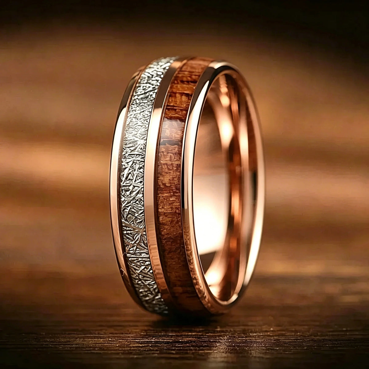 Bague Unisexe Opale Rouge et Météorite – CLEVI Paris