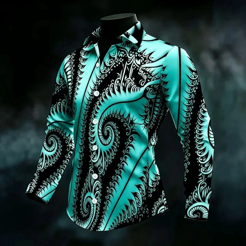 Chemise Homme Imprimée à Manches Longues – CLEVI Paris