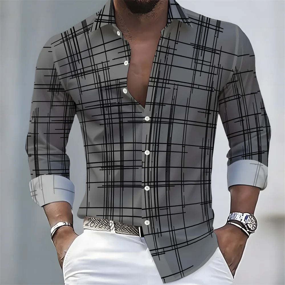 Chemise Homme Rayée à Manches Longues – CLEVI Paris