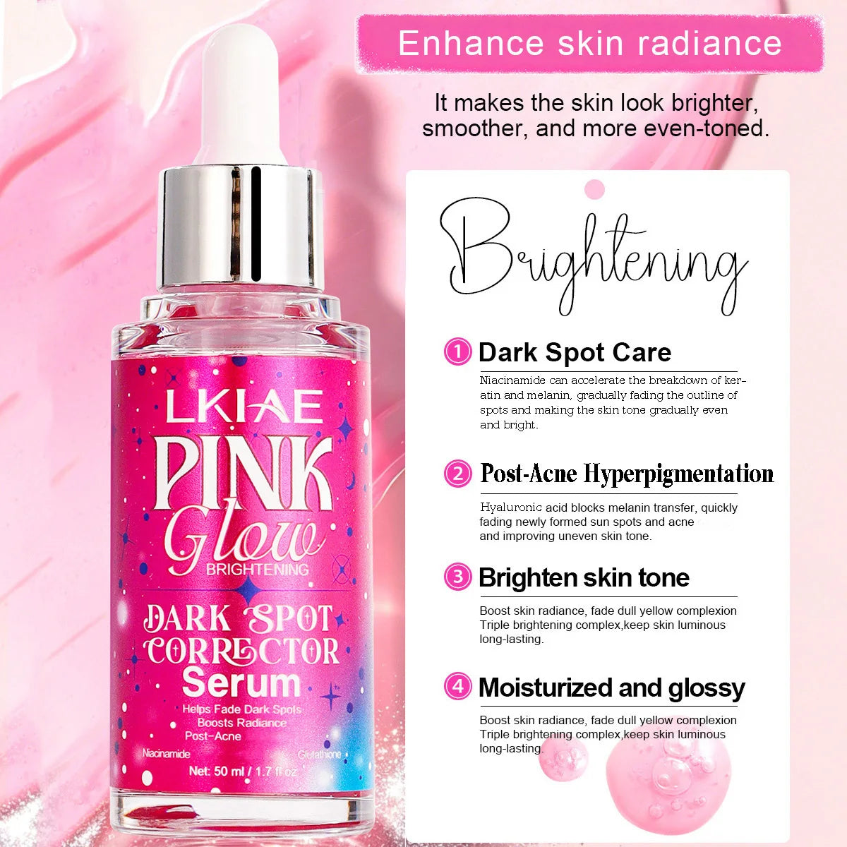 Sérum Correcteur Taches AILKE Pink Glow 50ml – Niacinamide, Glutathion & Acide Hyaluronique – CLEVI Paris
