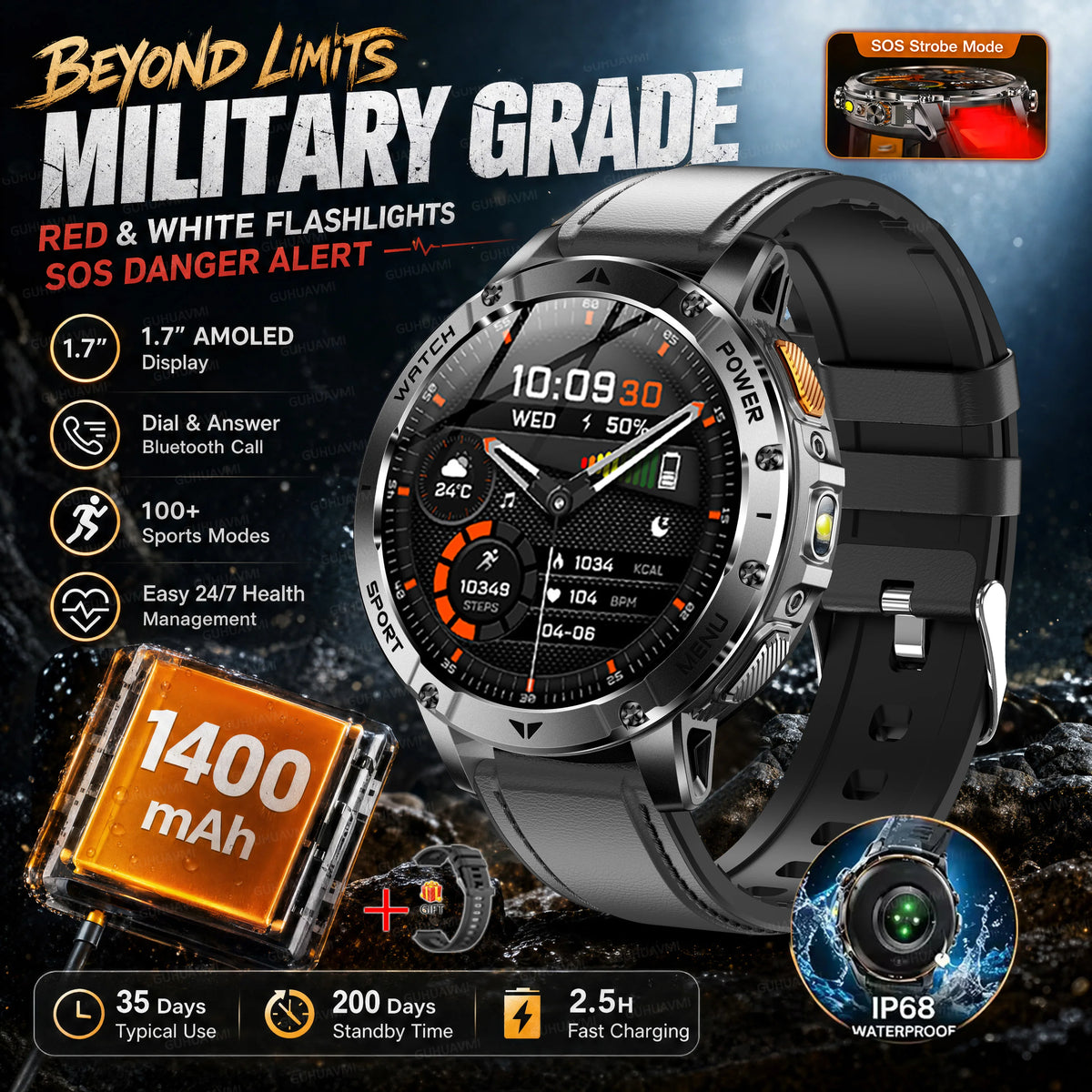 Montre AK112 AMOLED 1,7″ 1400 mAh – CLEVI Paris