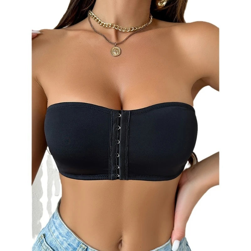 Soutien-Gorge Sans Bretelles Push-Up Dos Nu Invisible Bouton Frontal Femme – CLEVI Paris