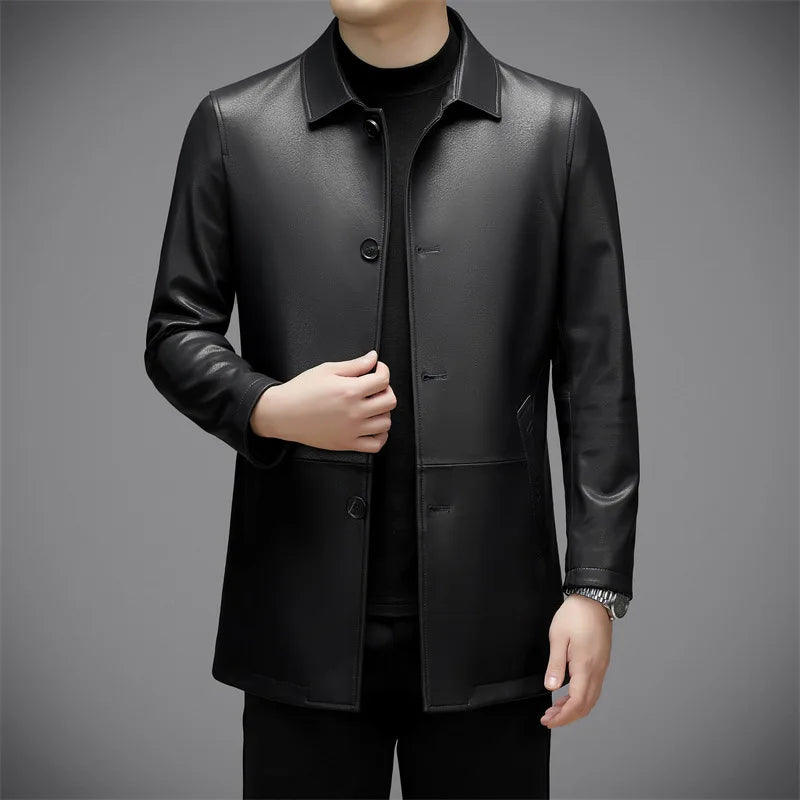 Veste homme en cuir de mouton noir – CLEVI Paris