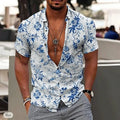Chemise homme à motif porcelaine à manches courtes – CLEVI Paris