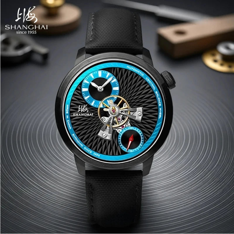 Montre Homme Mécanique Automatique Volant Central Sky Dome Verre Saphir Sphérique Étanche 5 Bars – CLEVI Paris