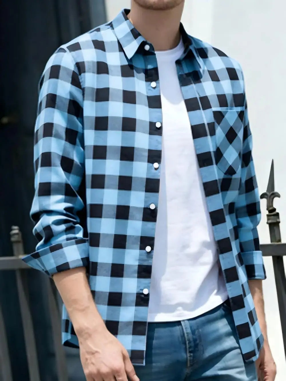 Chemise homme à carreaux en soie – CLEVI Paris