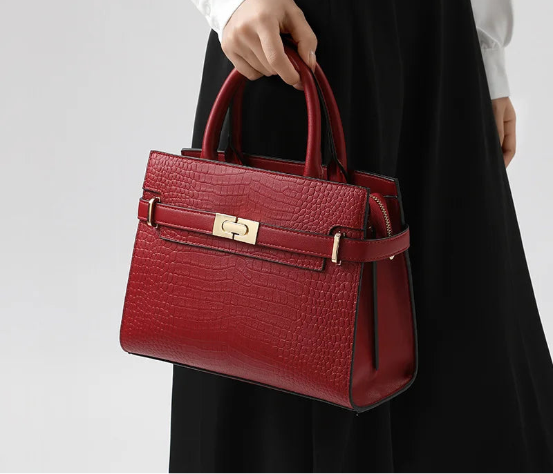Sac à Main Femme Cuir Véritable Motif Crocodile Luxe Épaule & Bandoulière 3 Coloris – CLEVI Paris