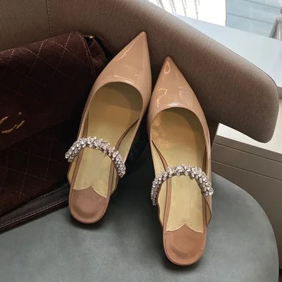 Mules Slingback Talon Aiguille Cristaux Femme – CLEVI Paris