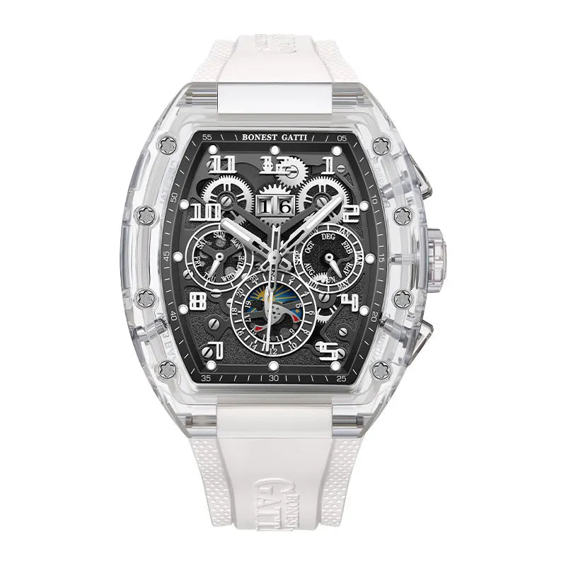 BONEST GATTI BG6006 Montre Homme Automatique Squelette Saphir 360° Lumineux – CLEVI Paris