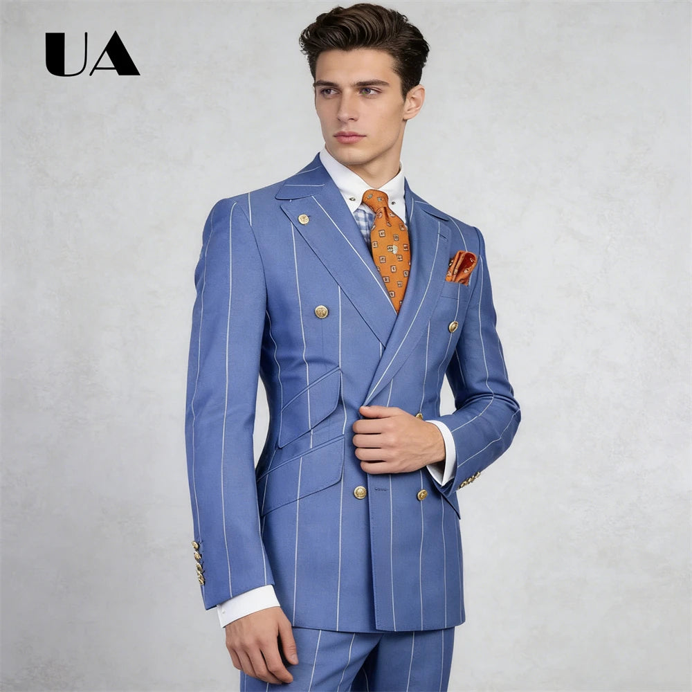 Costume Homme Bleu à Carreaux 2 Pièces – CLEVI
