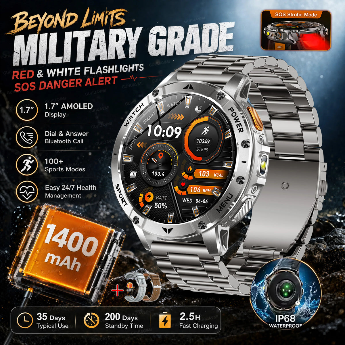 Montre AK112 AMOLED 1,7″ 1400 mAh – CLEVI Paris