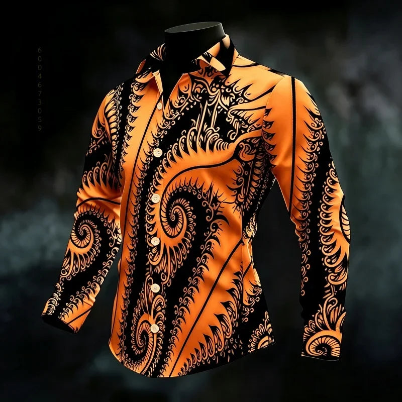 Chemise Homme Imprimée à Manches Longues – CLEVI Paris