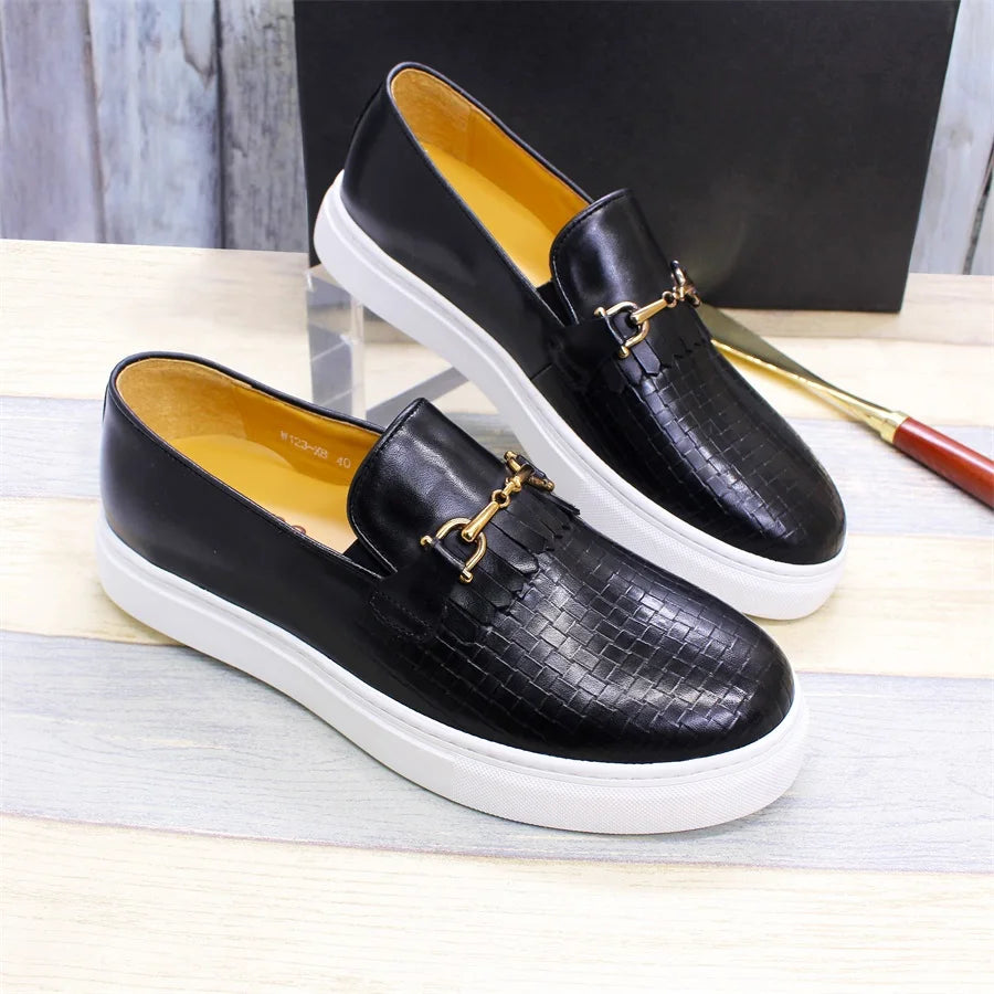 Mocassins homme en cuir motif tissé – CLEVI Paris