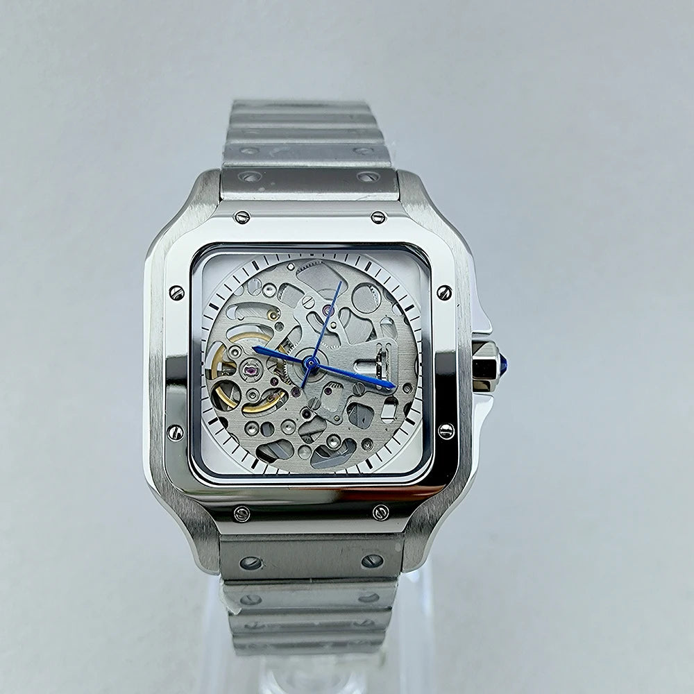 Montre Homme Automatique NH70 38mm – Boîtier Carré Acier 316L Verre Minéral Étanche Bracelet Plié – CLEVI Paris