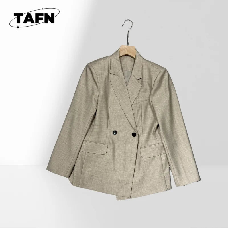 Ensemble 2 Pièces Femme Veste À Carreaux Col Rond Manches Longues + Pantalon Large Taille Mi-Haute Élégant OL – CLEVI Paris