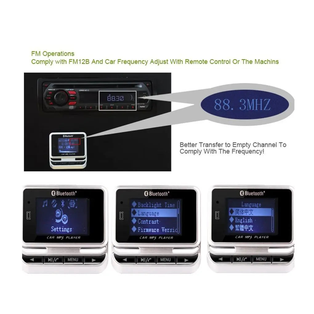 Transmetteur FM Bluetooth Voiture FM12B – Écran LCD 1,44", Mains Libres, Lecteur MP3, Chargeur USB, Télécommande